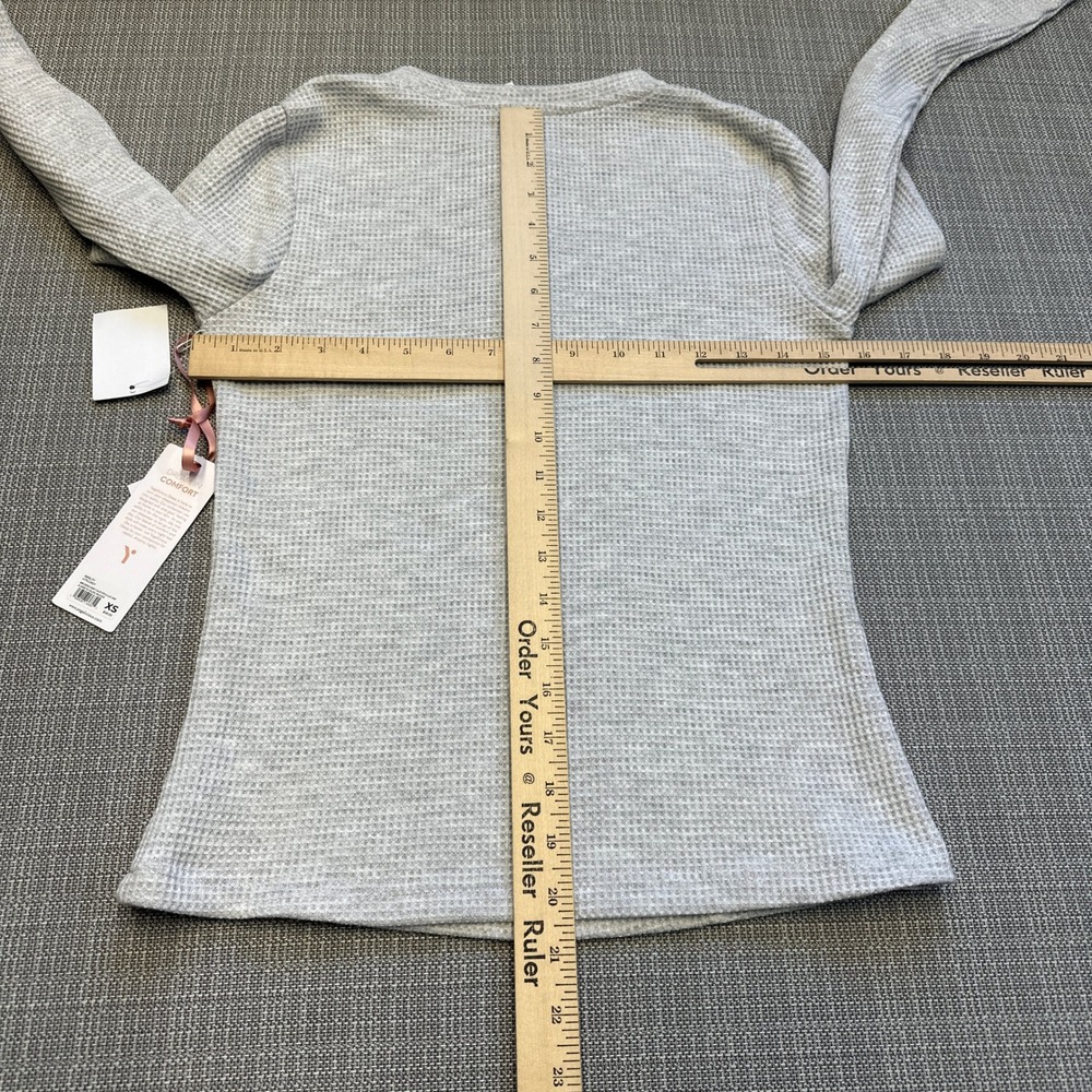 New Yogalicious Waffle Lounge Set XS Gray 2pc Brushed Thermal Top Joggers - Picture 5 of 10